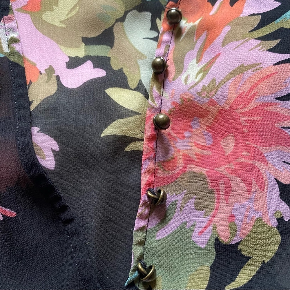 Anthropologie Maeve Dress Sheer Floral Violetta Babydoll Lace Black & Pink Sz S - Picture 4 of 6